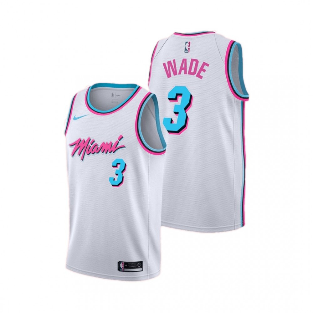 Men's Miami Heat Dwyane Wade #3 White 19-20 Swingman Jersey - City Edition(Round Collar)-Pro Kit Vault | Brand New 26/27 Sports Jerseys